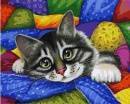 Раскраска по номерам "Котик в лоскутках"
