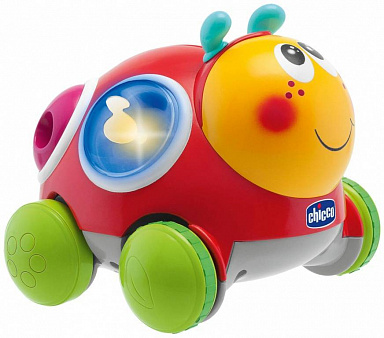 Развивающая игрушка Chicco Божья коровка на колёсиках "Вперед, ребята!"